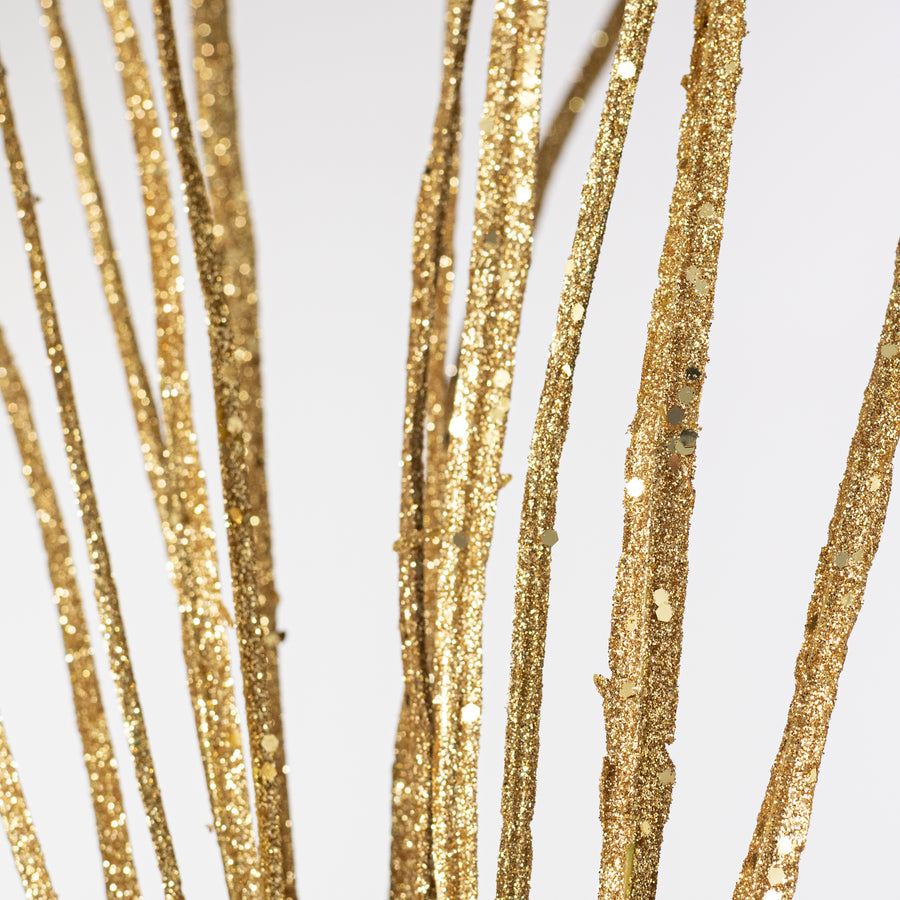 32" Glitter Sword Grass Spray: Gold