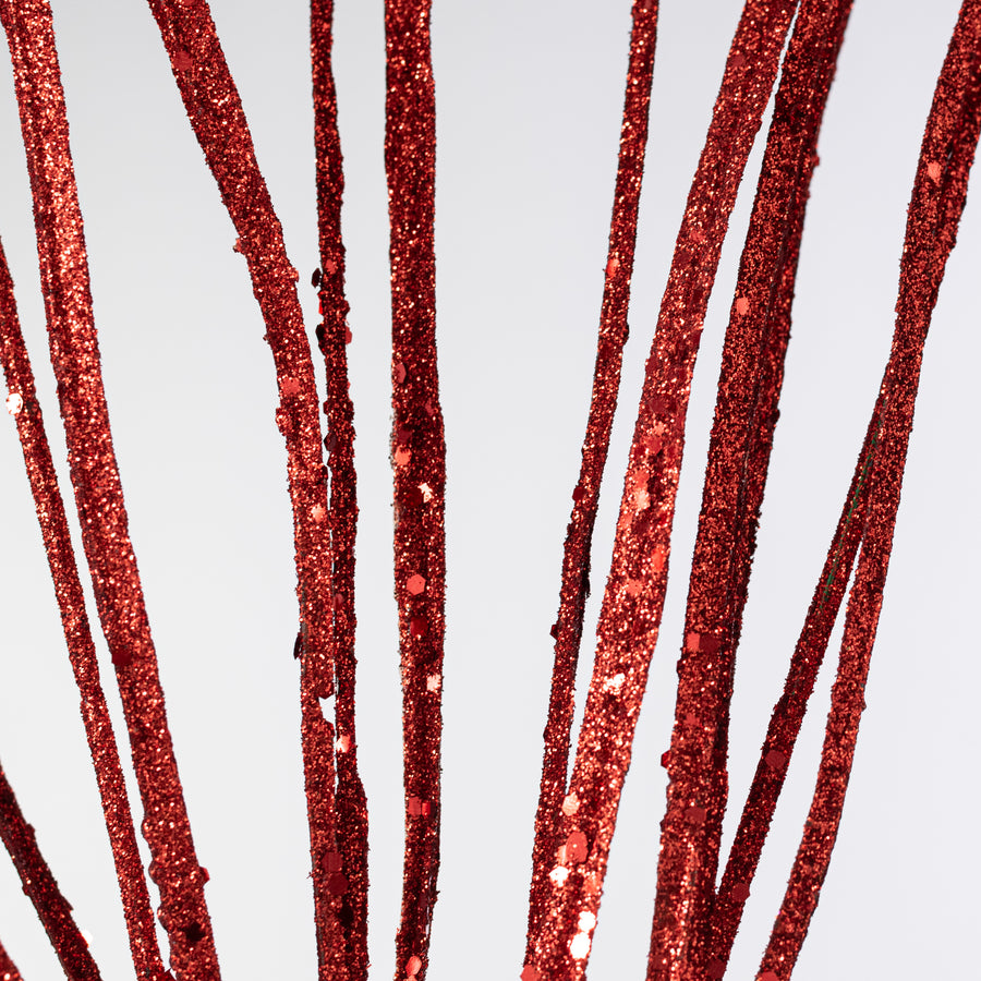 32" Glitter Sword Grass Spray: Red