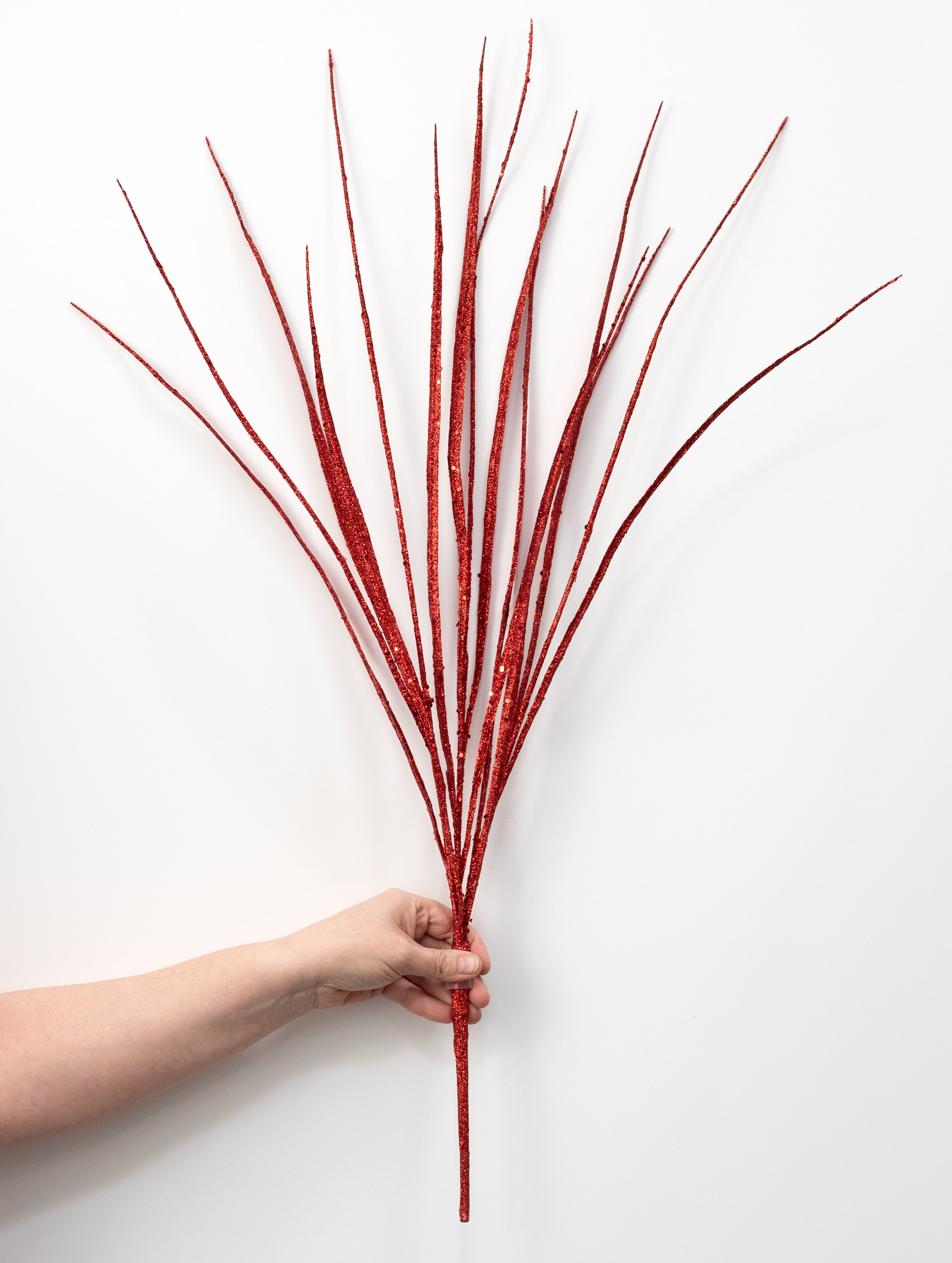 32" Glitter Sword Grass Spray: Red