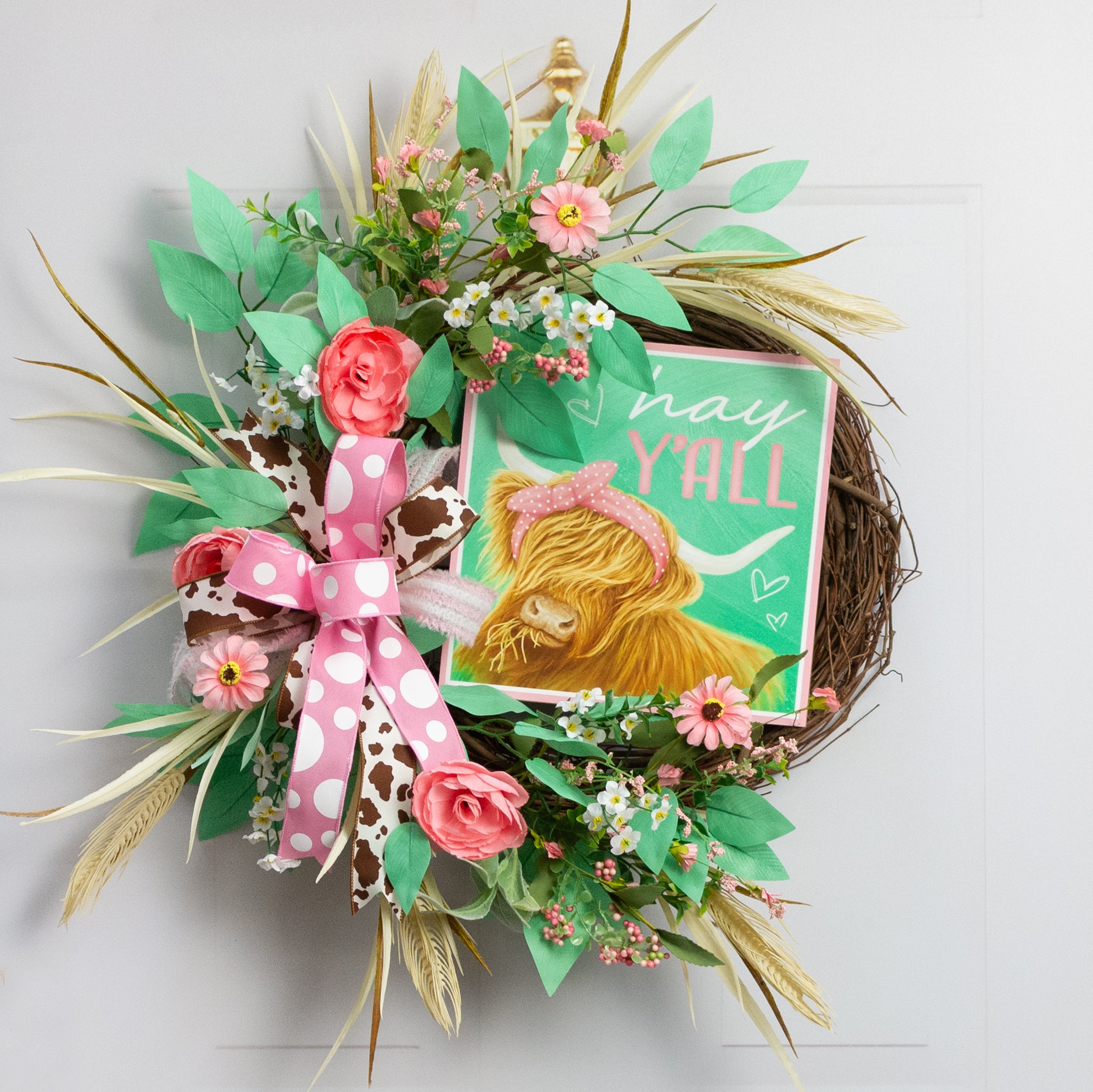 10" Wooden Sign: Hay Y'all Highland Cow