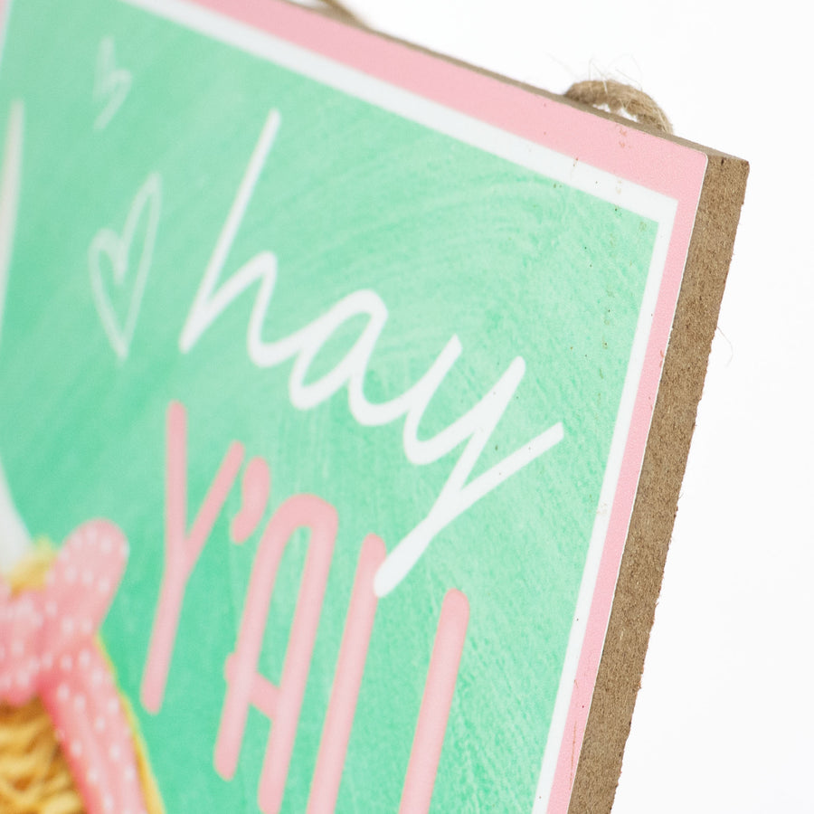 10" Wooden Sign: Hay Y'all Highland Cow