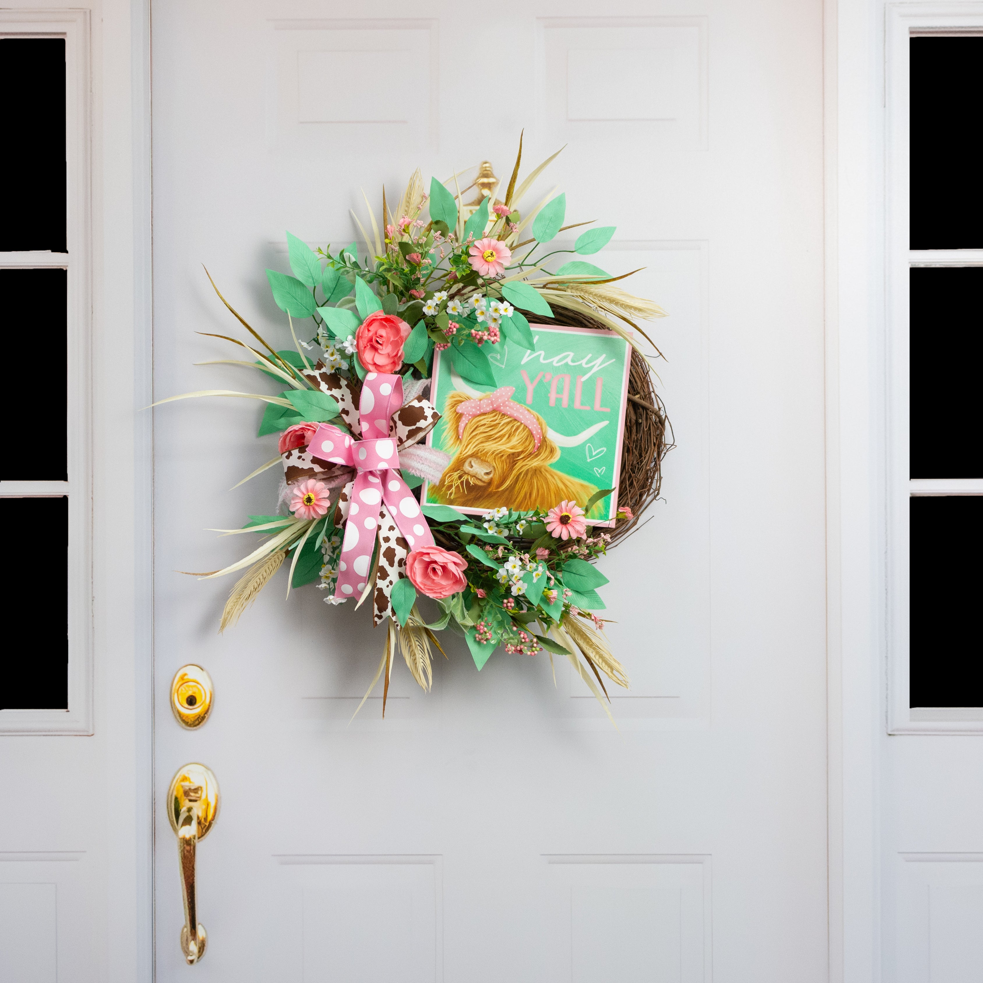 10" Wooden Sign: Hay Y'all Highland Cow