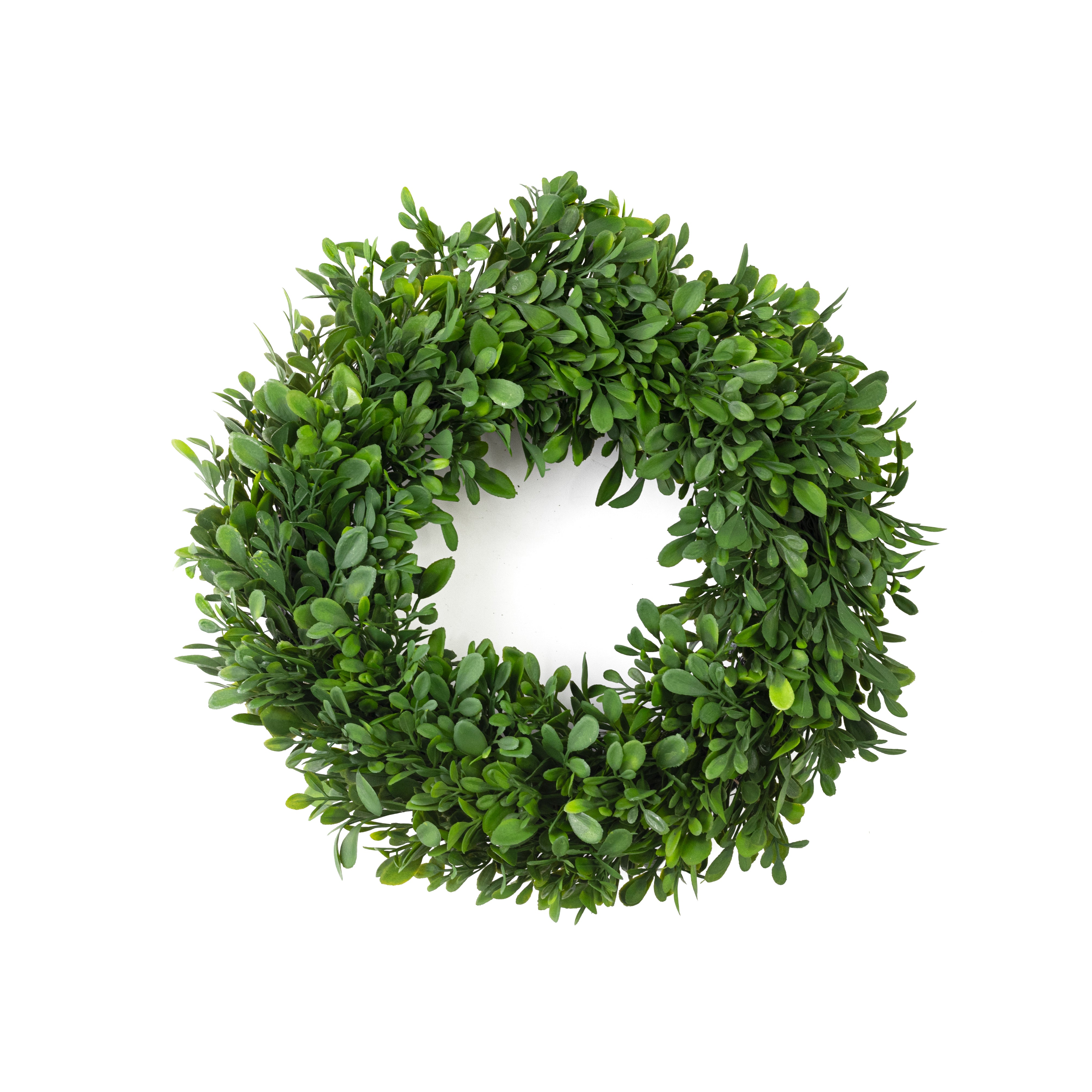 12" Evergreen Boxwood Wreath on Twig Frame