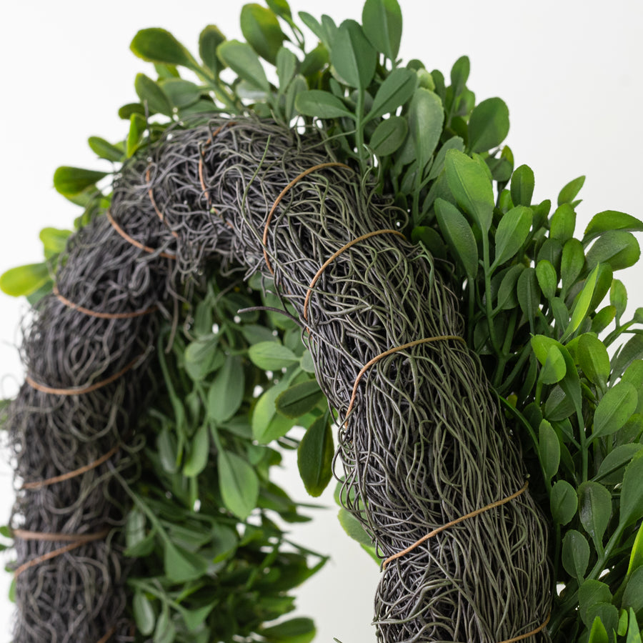 12" Evergreen Boxwood Wreath on Twig Frame