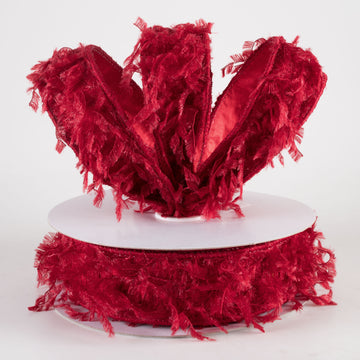 1.5" Furry Fabric Ribbon: Burgundy Brick Red (10 Yards)