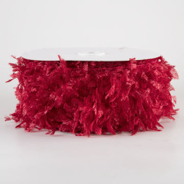 1.5" Furry Fabric Ribbon: Burgundy Brick Red (10 Yards)