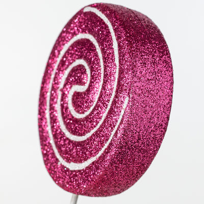 6" x 14" Glitter Lollipop Pick: Fuchsia Pink