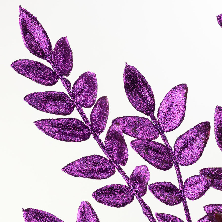 28" Glitter Fern Spray: Purple