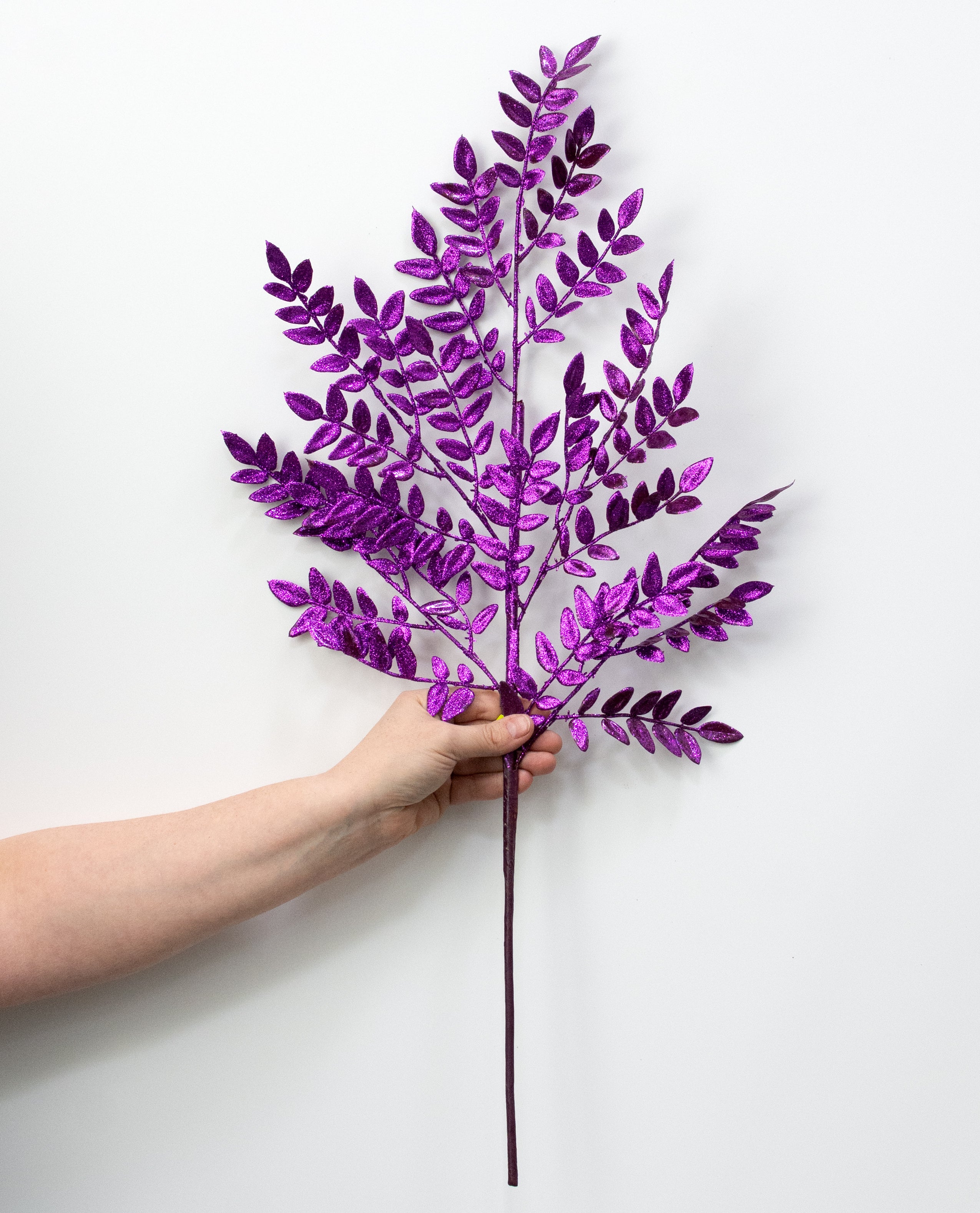 28" Glitter Fern Spray: Purple