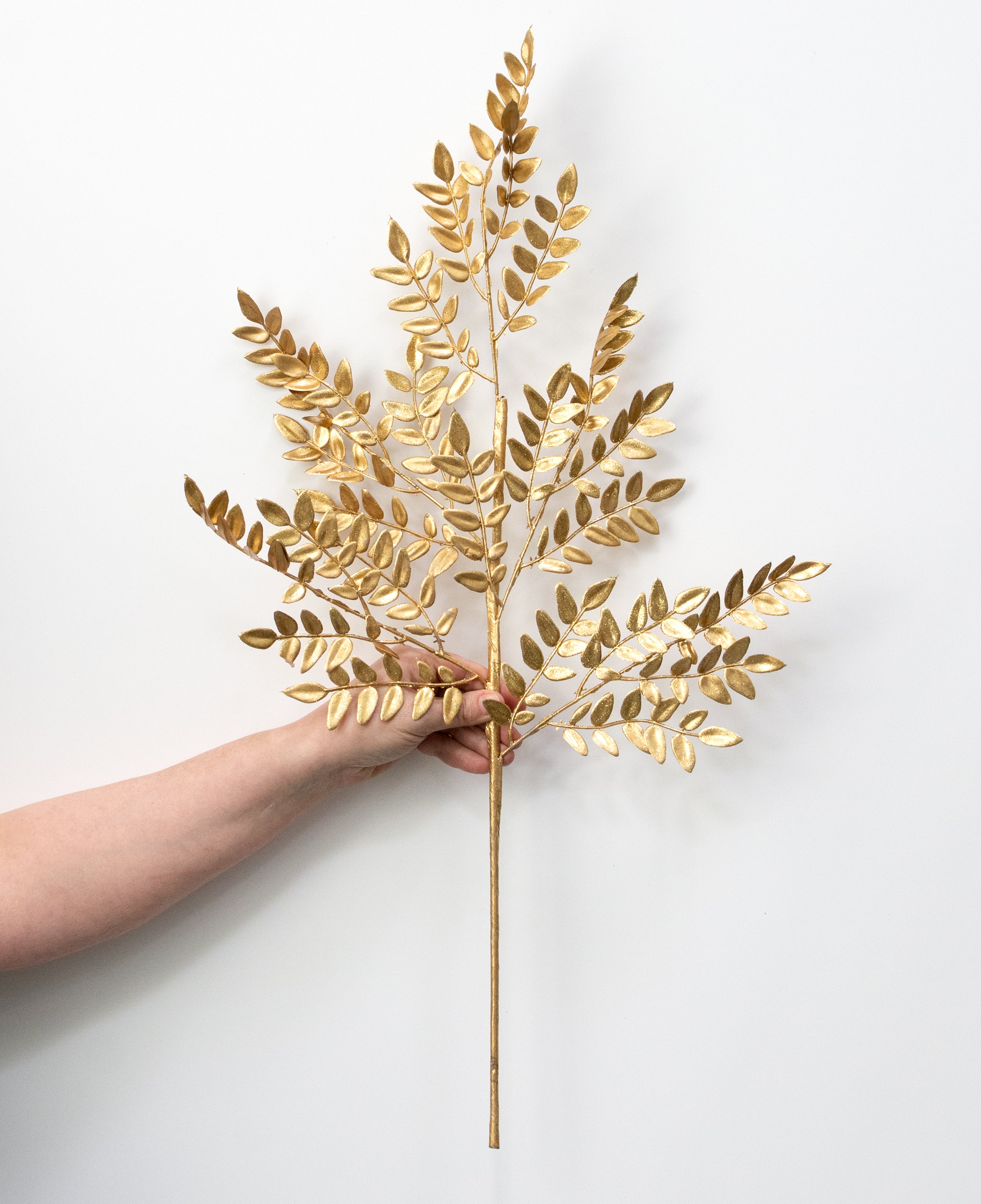 28" Glitter Fern Spray: Gold