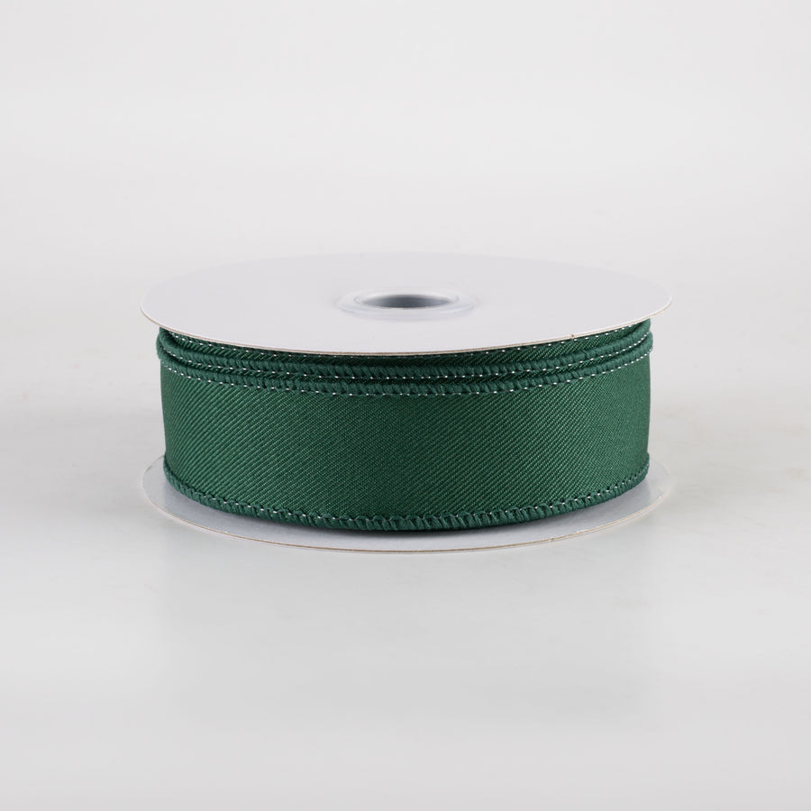 7/8" Diagonal Weave Ribbon: Hunter Green (10 Yards)