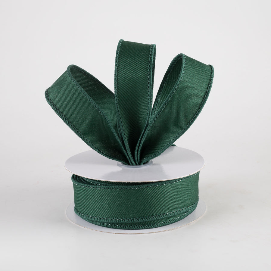 7/8" Diagonal Weave Ribbon: Hunter Green (10 Yards)