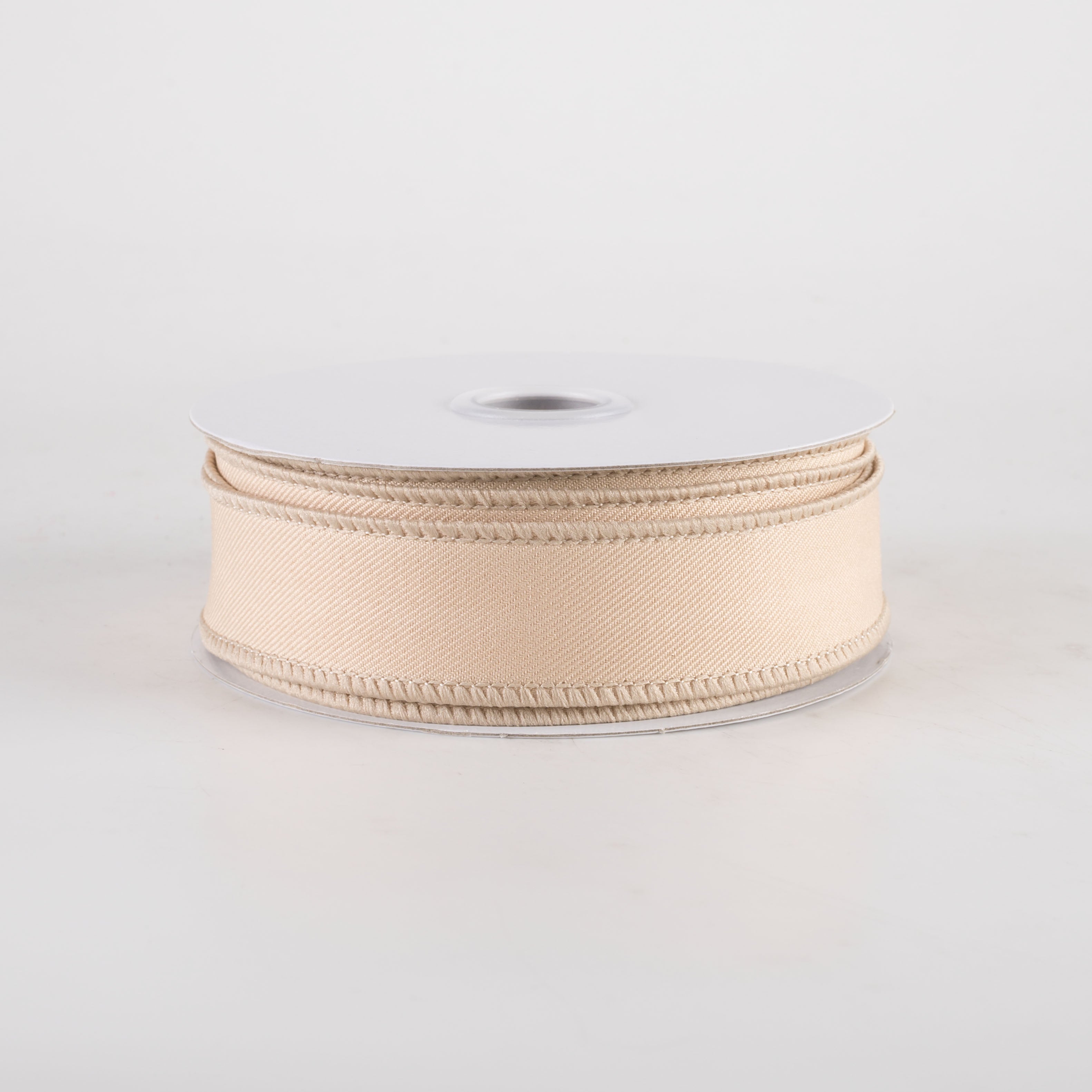7/8" Diagonal Weave Ribbon: Light Beige (10 Yards)