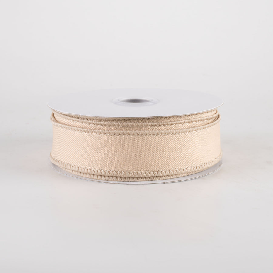 7/8" Diagonal Weave Ribbon: Light Beige (10 Yards)