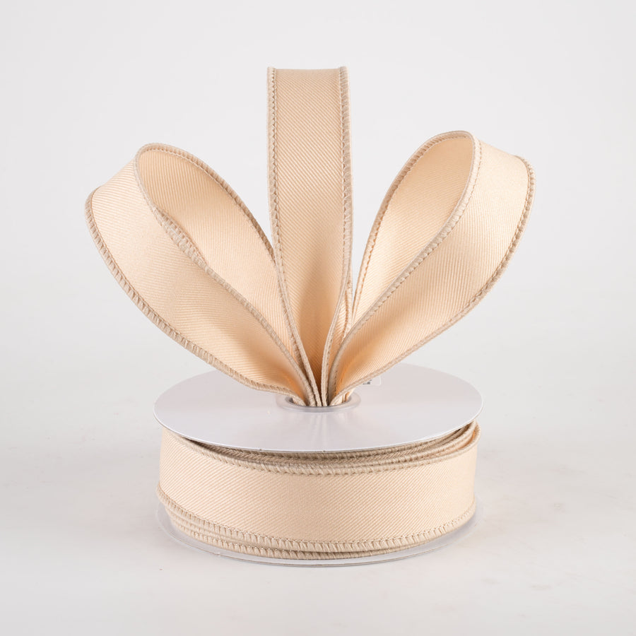 7/8" Diagonal Weave Ribbon: Light Beige (10 Yards)