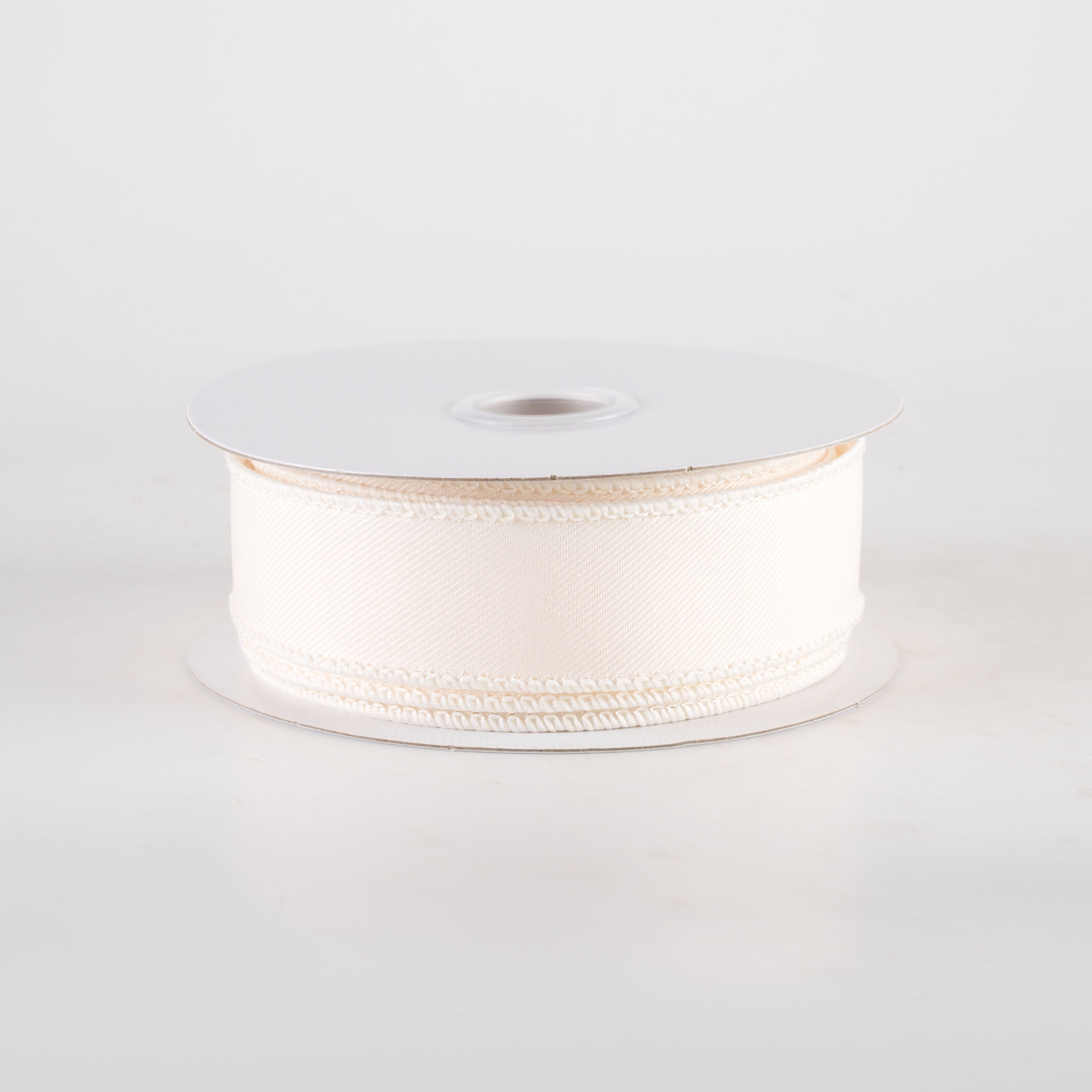 7/8" Diagonal Weave Ribbon: Ivory Cream (10 Yards)