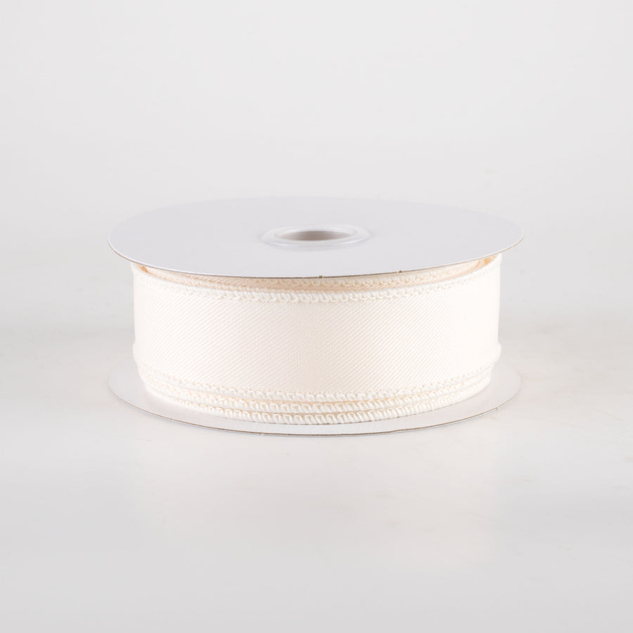 7/8" Diagonal Weave Ribbon: Ivory Cream (10 Yards)
