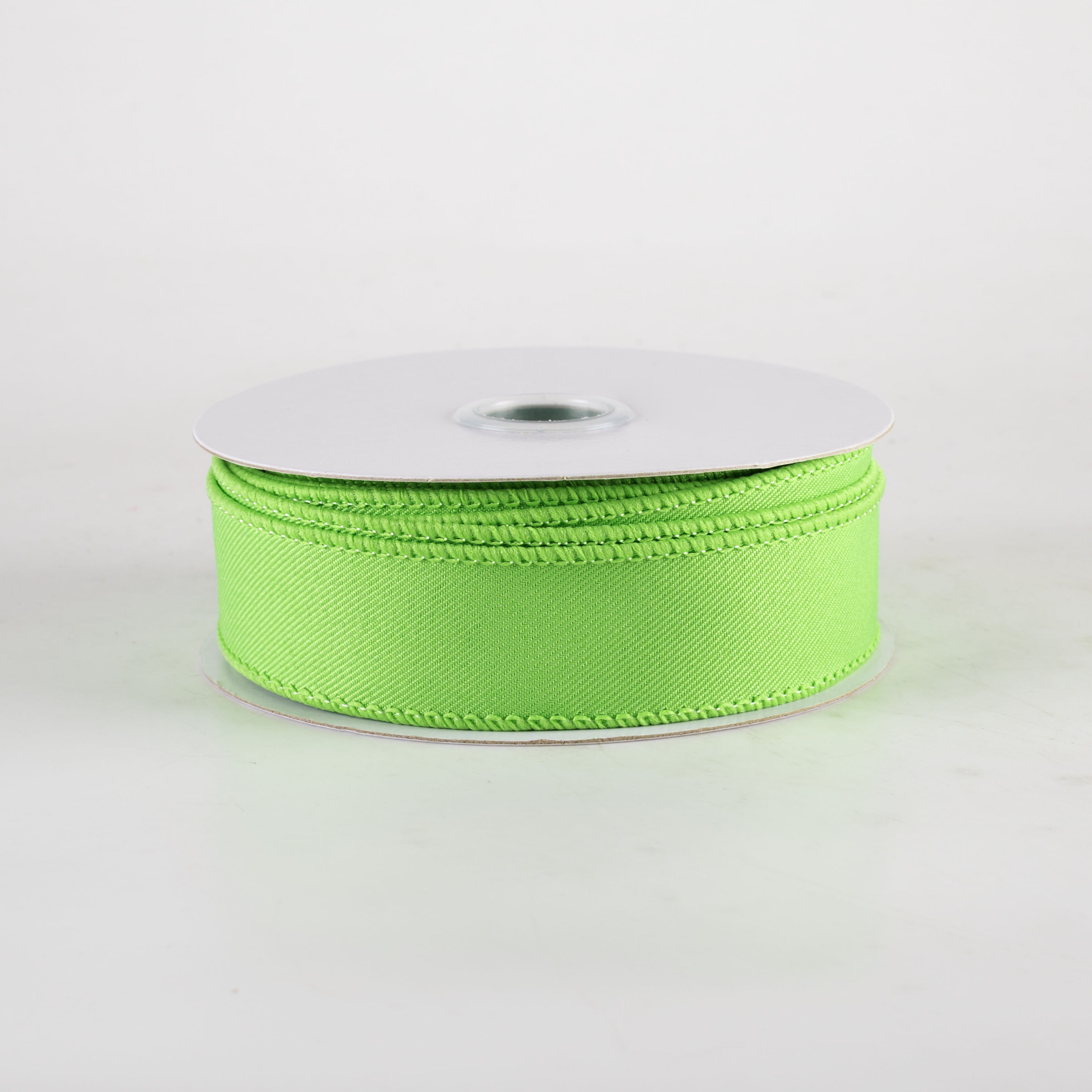 7/8" Diagonal Weave Ribbon: Lime Green (10 Yards)