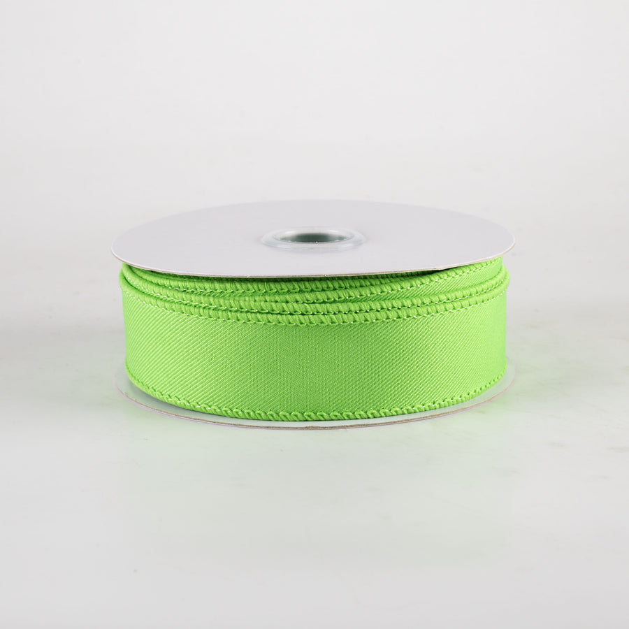 7/8" Diagonal Weave Ribbon: Lime Green (10 Yards)