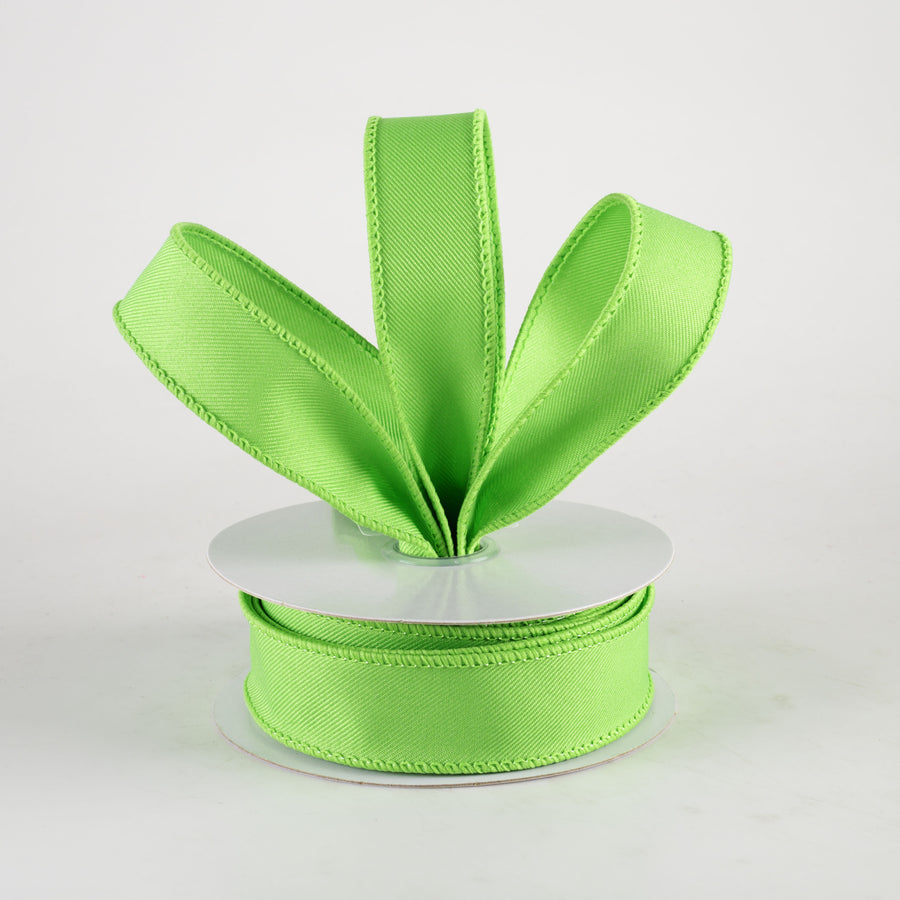 7/8" Diagonal Weave Ribbon: Lime Green (10 Yards)