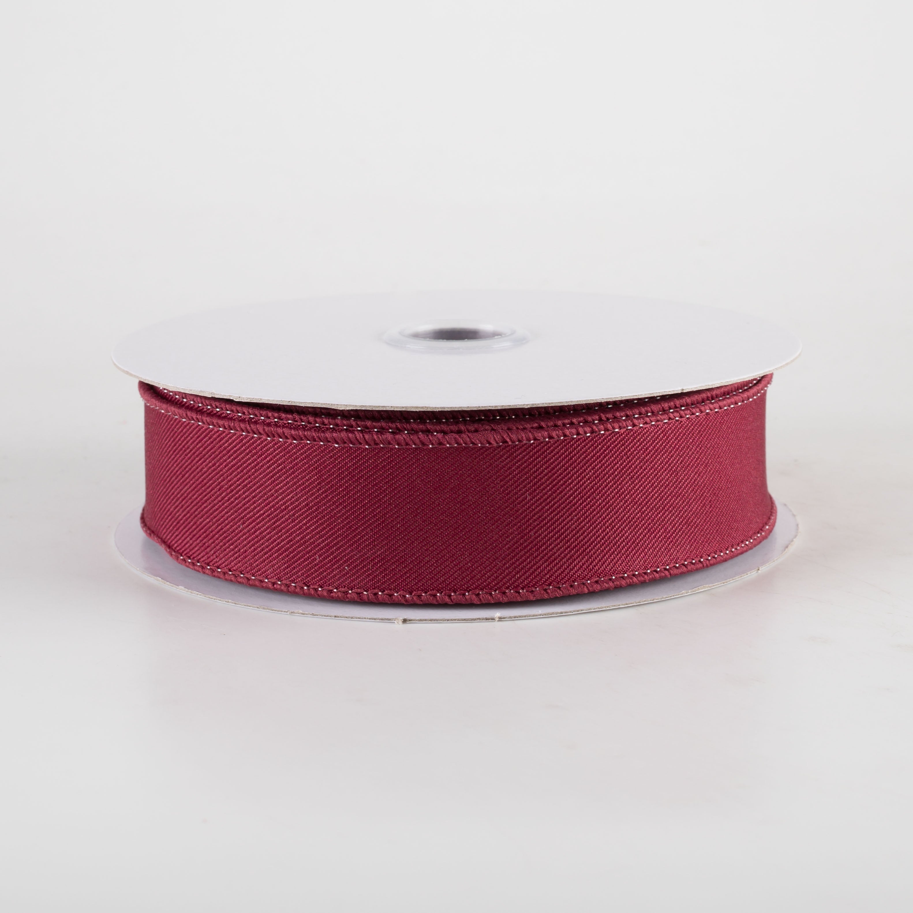 7/8" Diagonal Weave Ribbon: Burgundy Red (10 Yards)