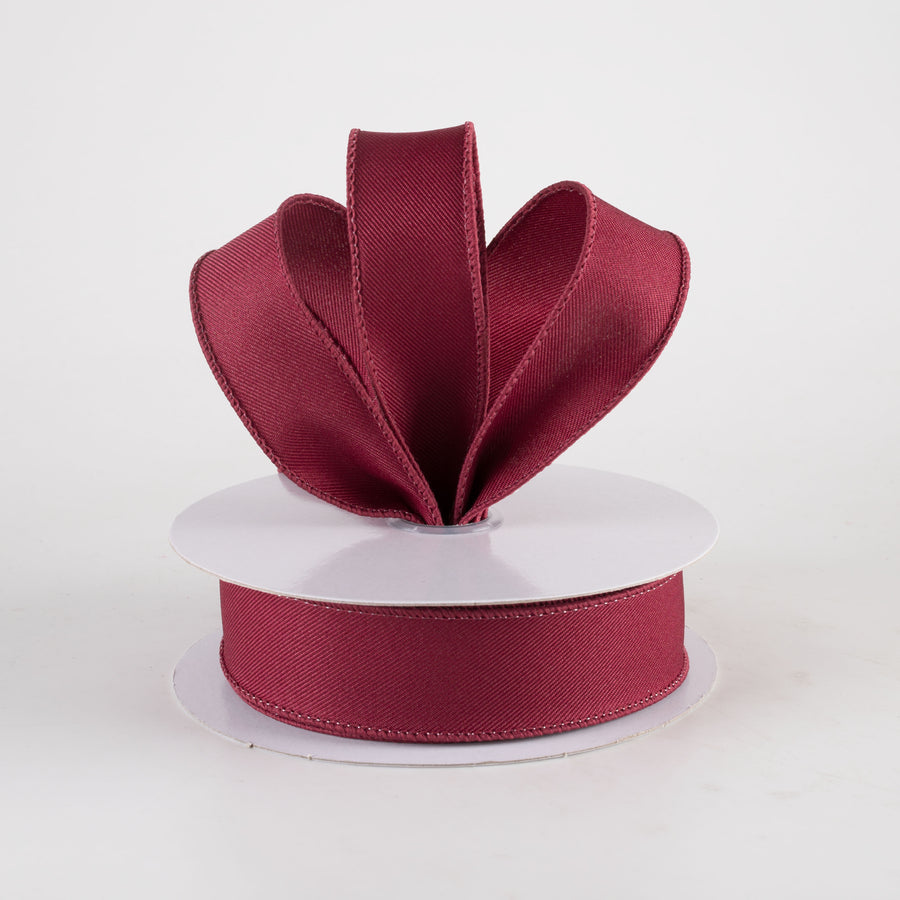 7/8" Diagonal Weave Ribbon: Burgundy Red (10 Yards)