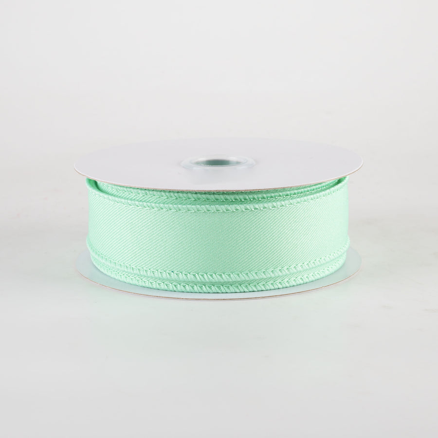 7/8" Diagonal Weave Ribbon: Mint Green (10 Yards)
