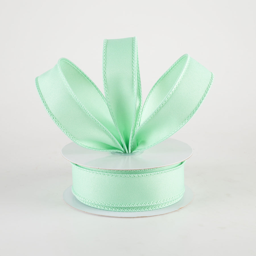 7/8" Diagonal Weave Ribbon: Mint Green (10 Yards)