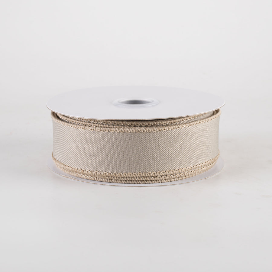 7/8" Diagonal Weave Ribbon: Taupe Brown (10 Yards)