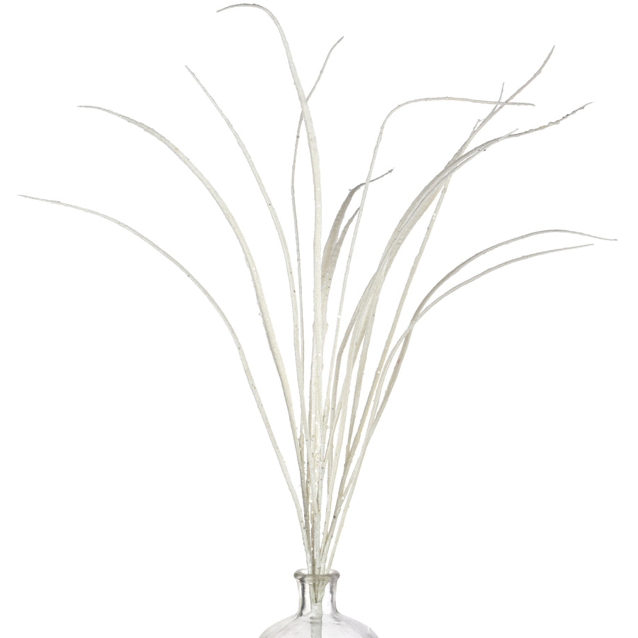 32" Glitter Sword Grass Spray: White