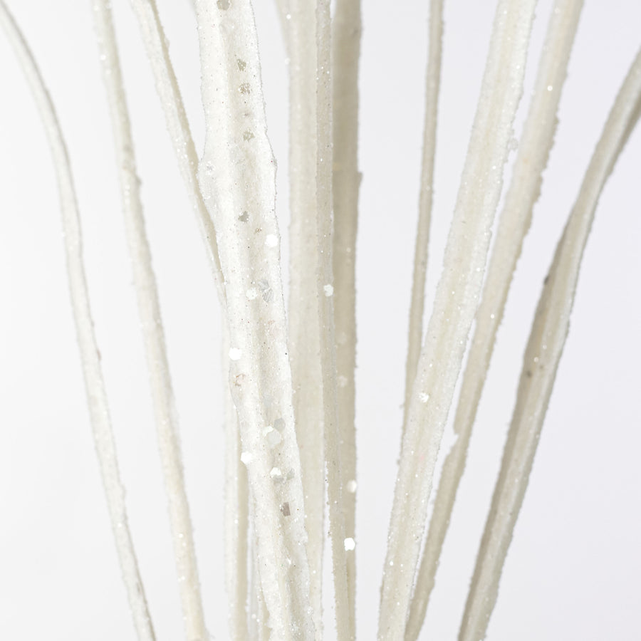 32" Glitter Sword Grass Spray: White