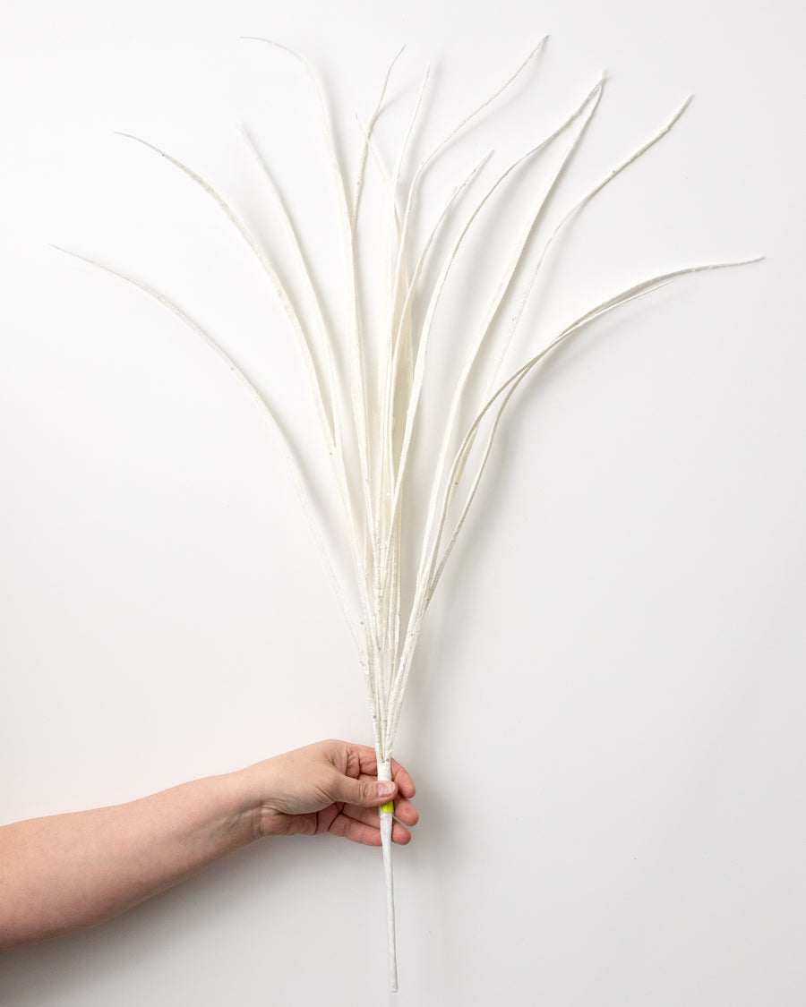 32" Glitter Sword Grass Spray: White