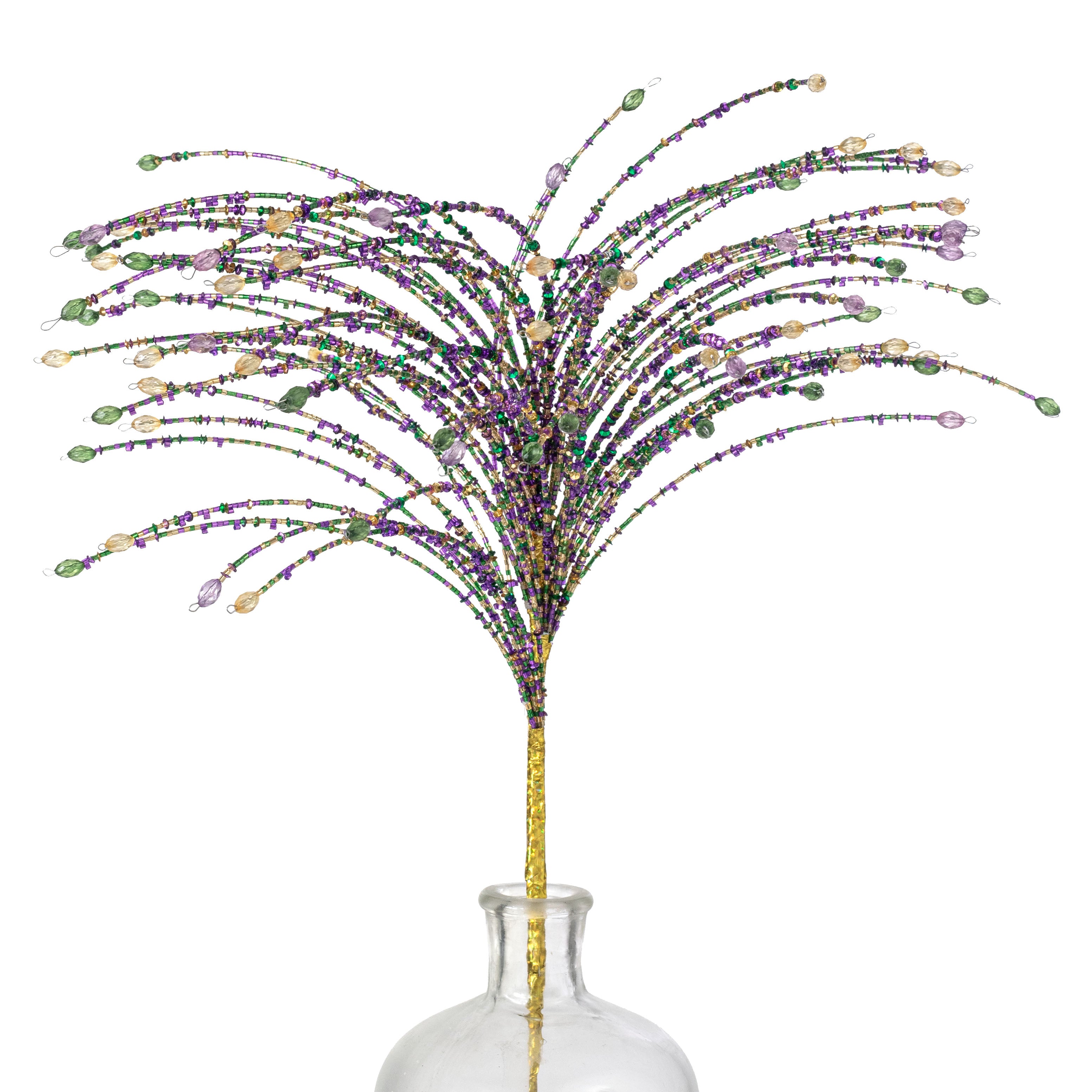 24" Sequin & Glass Bead Spike Spray: Mardi Gras