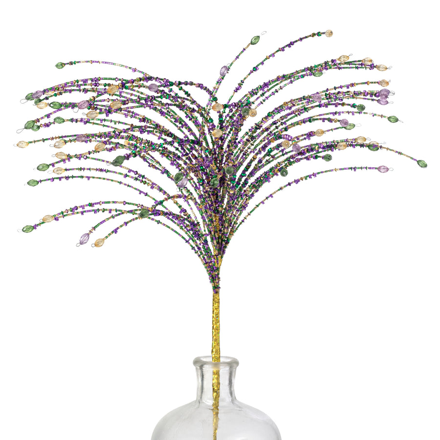24" Sequin & Glass Bead Spike Spray: Mardi Gras
