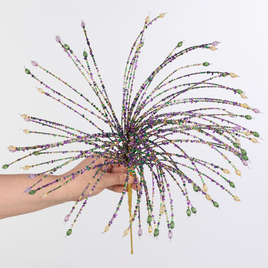 24" Sequin & Glass Bead Spike Spray: Mardi Gras