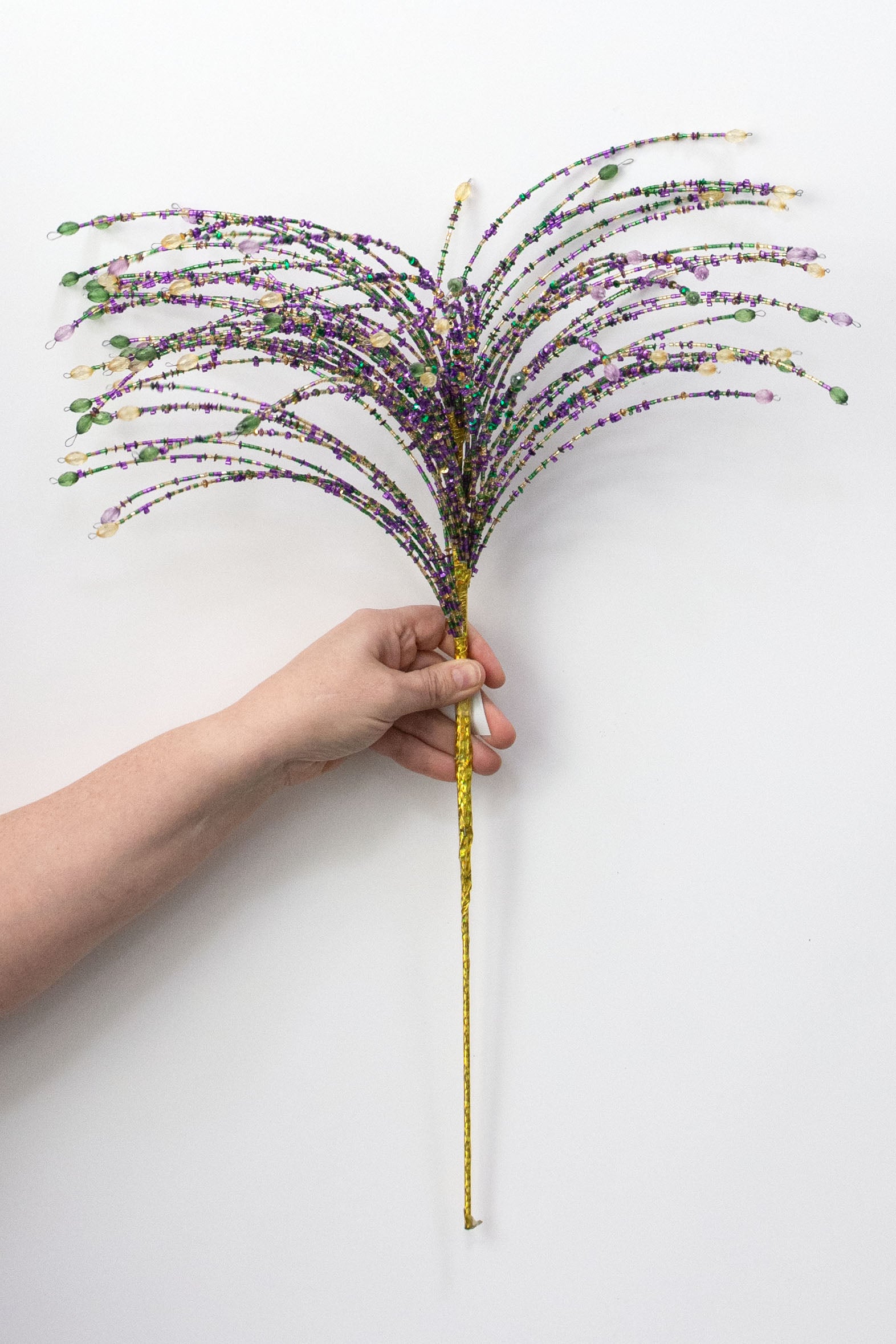 24" Sequin & Glass Bead Spike Spray: Mardi Gras