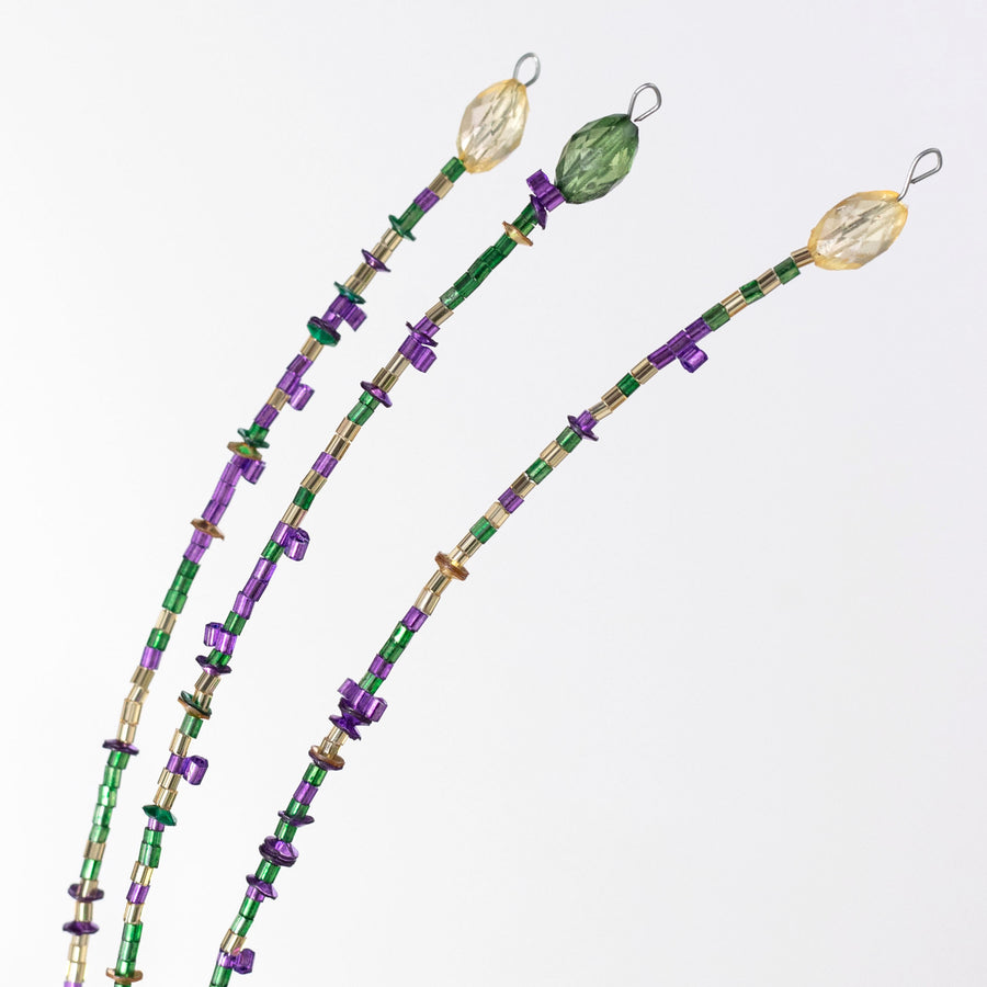 24" Sequin & Glass Bead Spike Spray: Mardi Gras