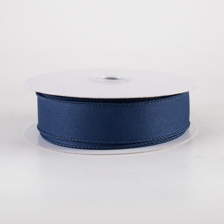 7/8" Diagonal Weave Ribbon: Navy Blue (10 Yards)
