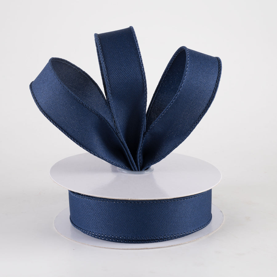 7/8" Diagonal Weave Ribbon: Navy Blue (10 Yards)