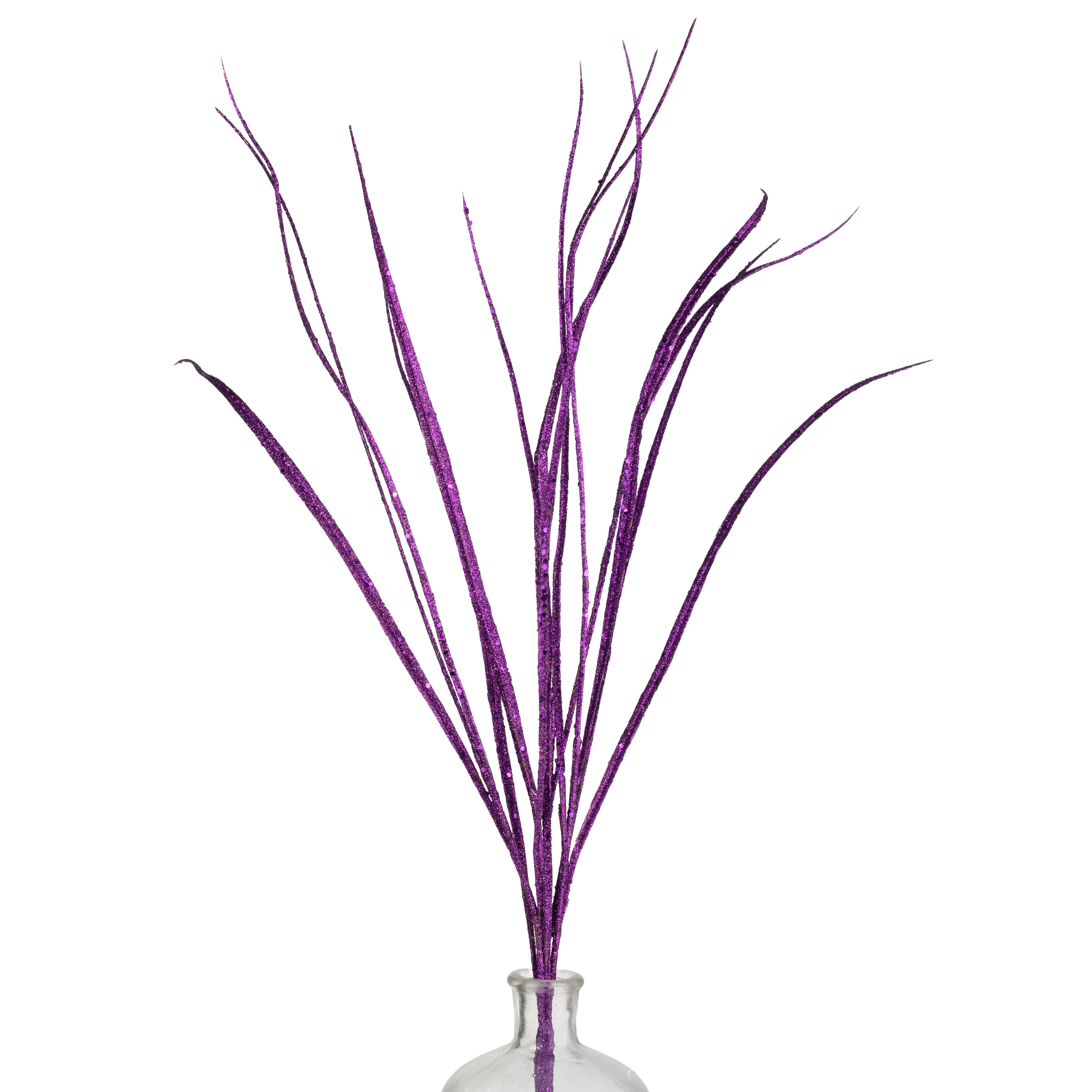 32" Glitter Sword Grass Spray: Purple