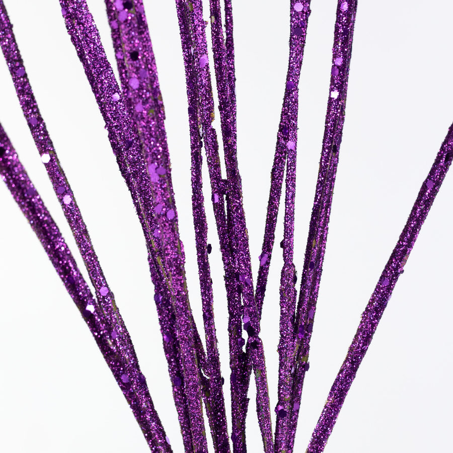 32" Glitter Sword Grass Spray: Purple