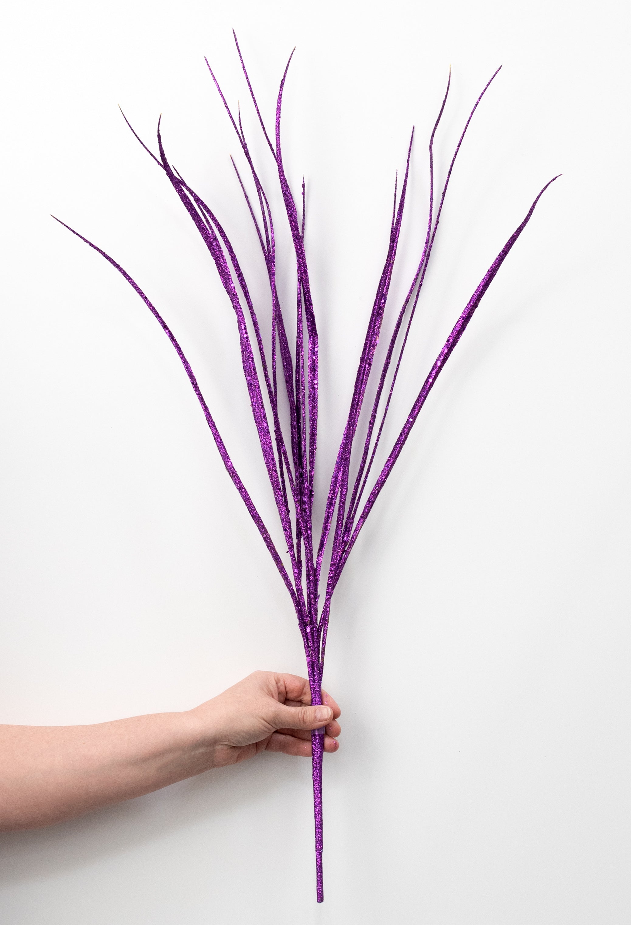 32" Glitter Sword Grass Spray: Purple