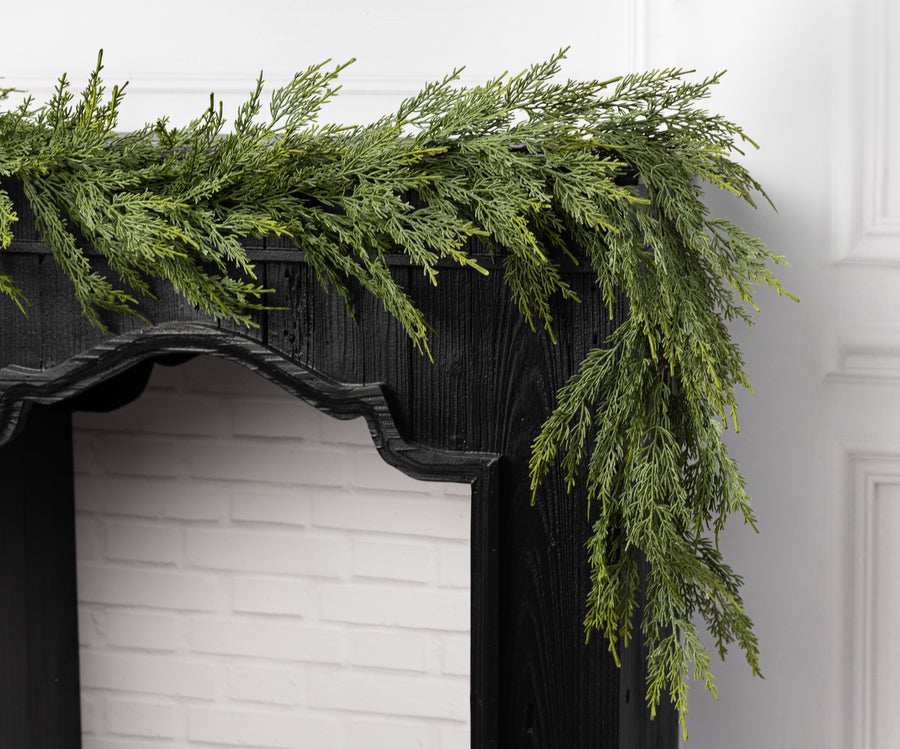 72" Artificial Slim Cedar Garland: Two-Tone Green