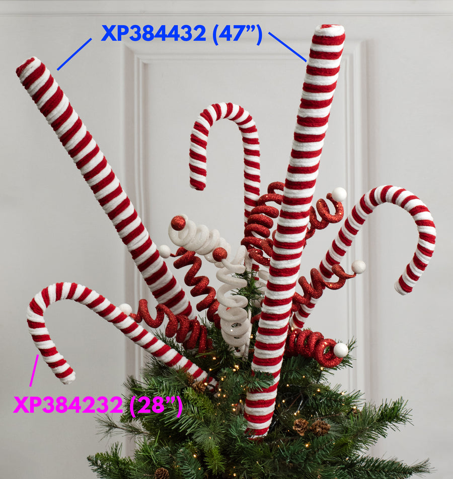 47" Velvet Peppermint Candy Cane Stick