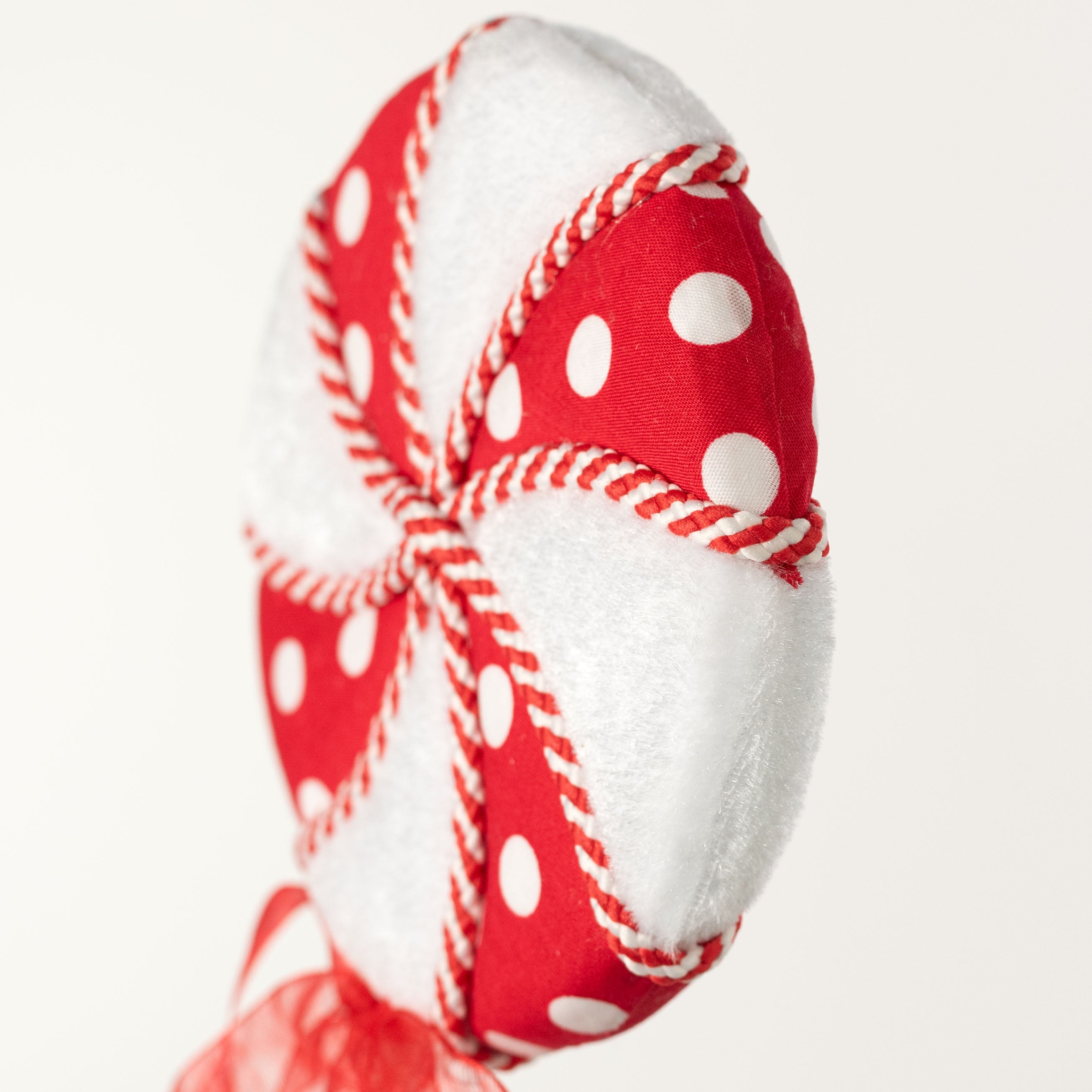 4.75" x 18" Fabric Peppermint Polka Dot Lollipop Pick