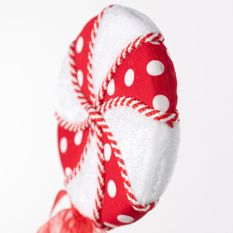 6" x 19" Fabric Peppermint Polka Dot Lollipop Pick