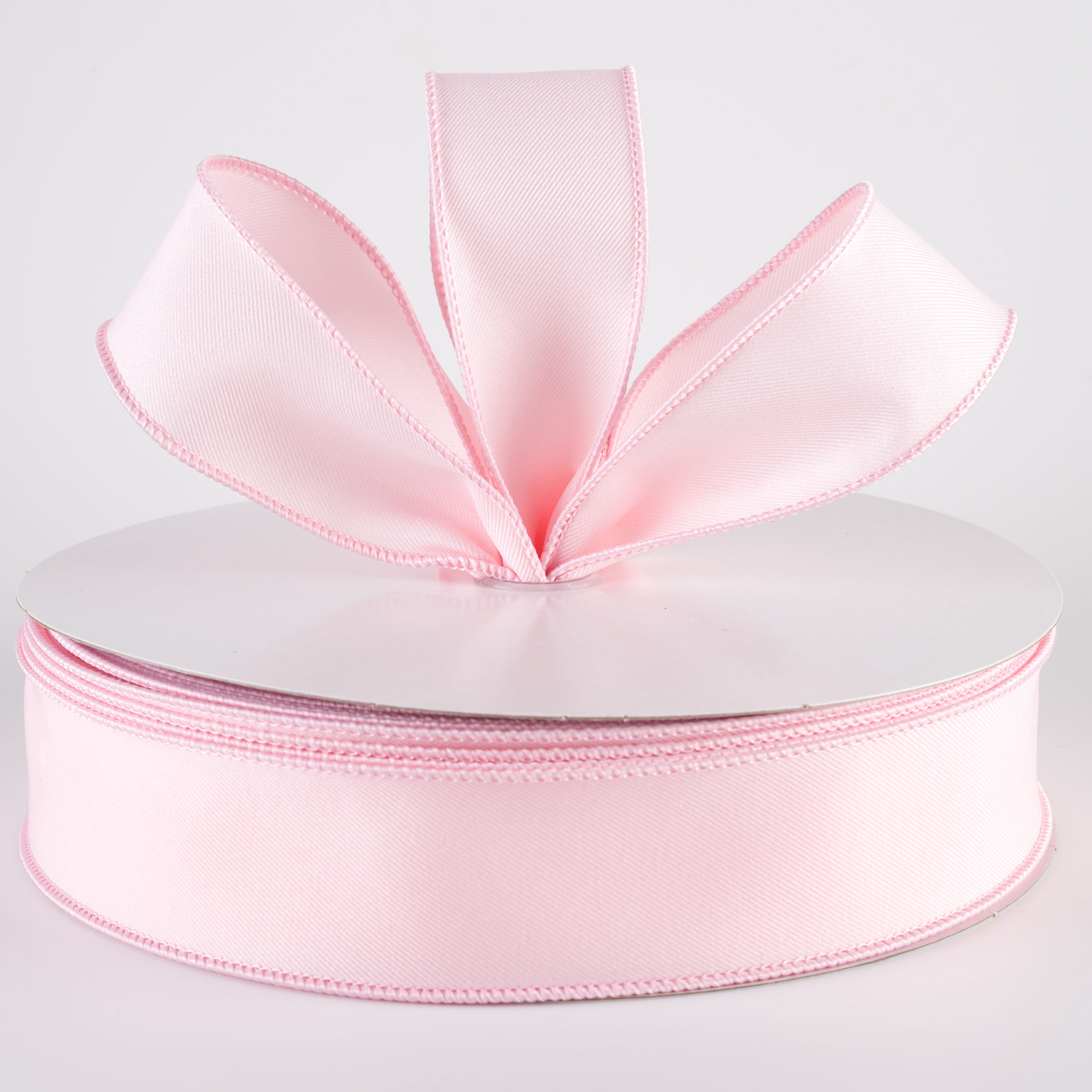 1.5" Diagonal Weave Ribbon: Pale Pink (50 Yards)