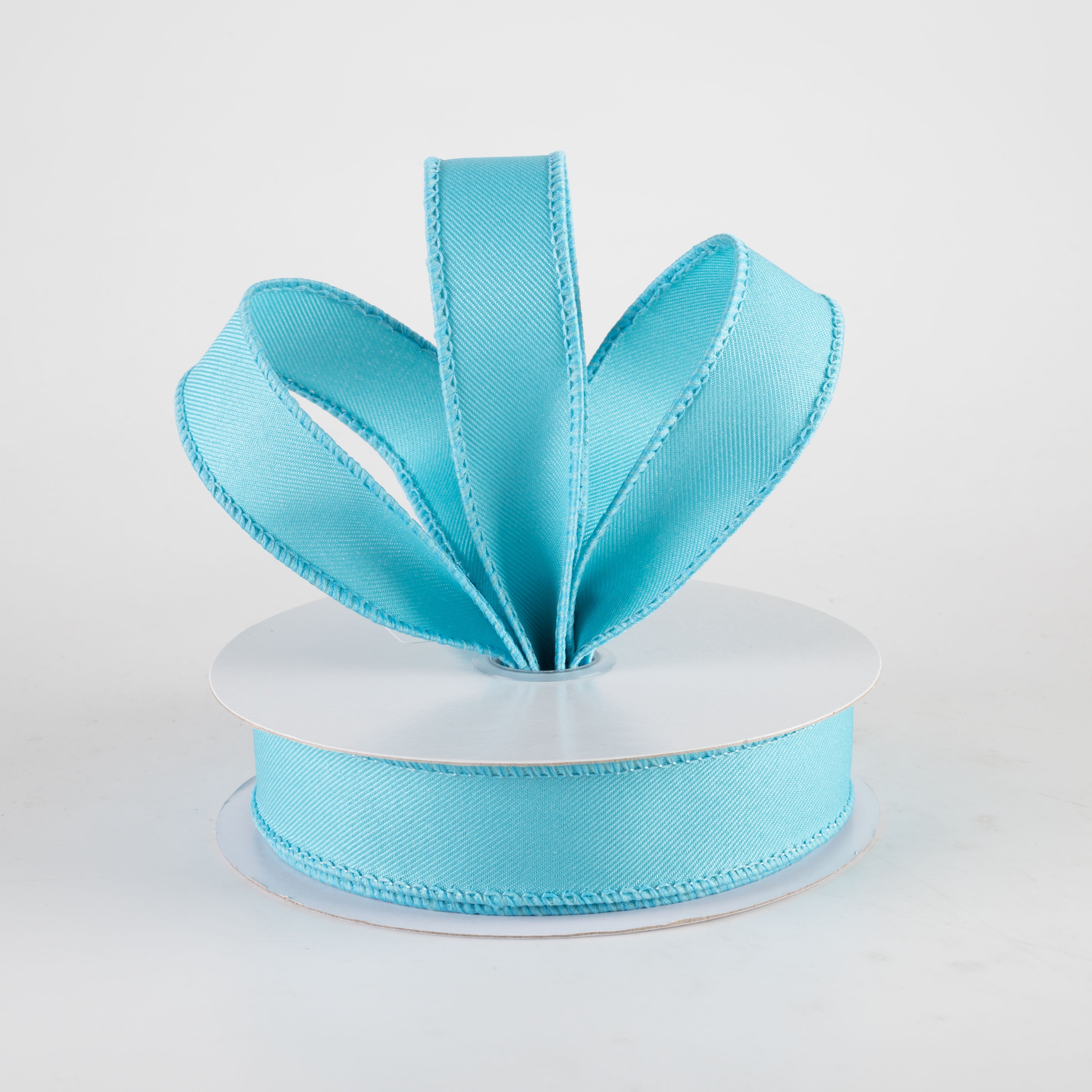 7/8" Diagonal Weave Ribbon: Turquoise Blue (10 Yards)