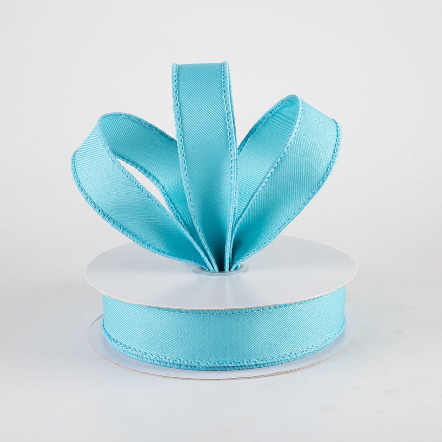 7/8" Diagonal Weave Ribbon: Turquoise Blue (10 Yards)