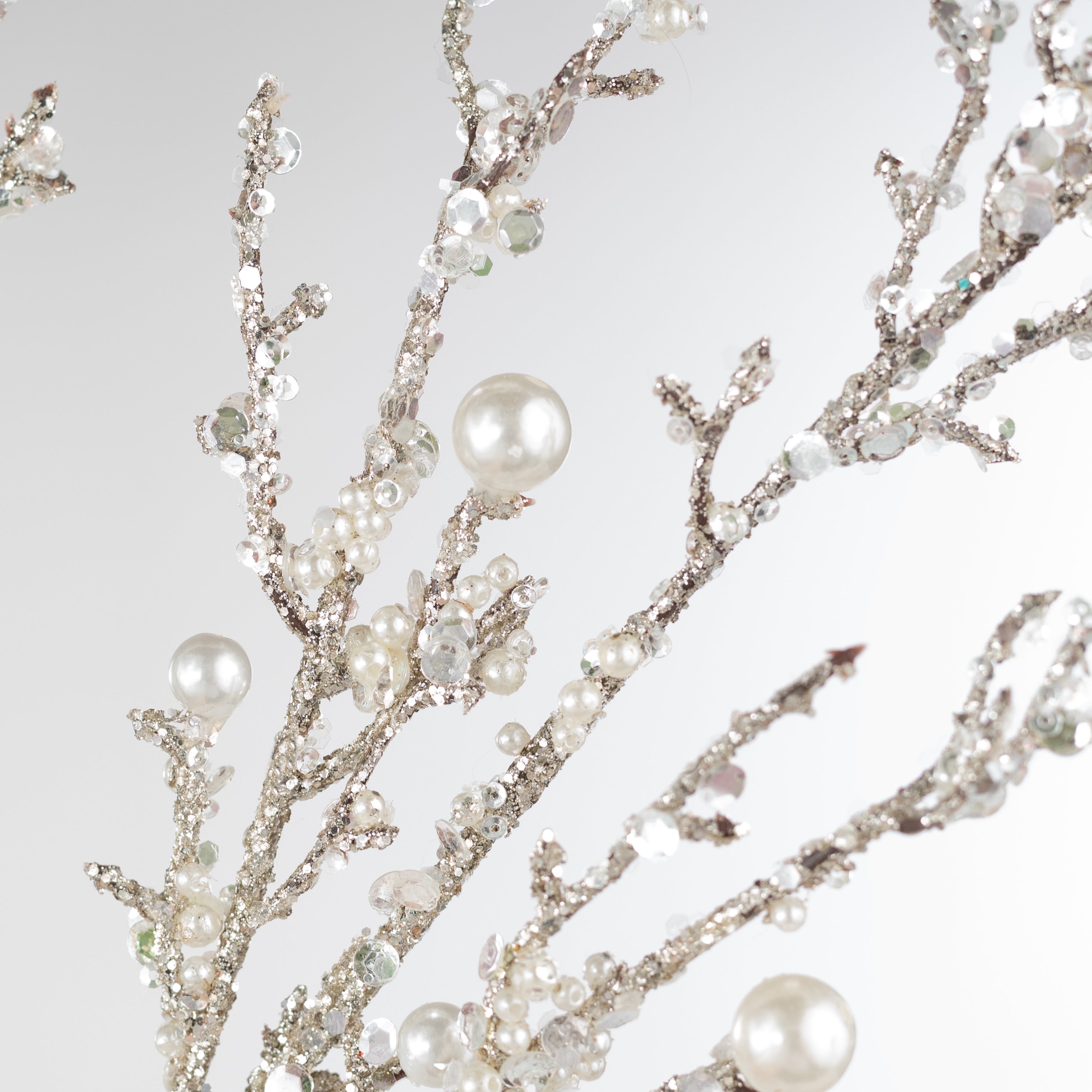 33" Iced Pearl Glitter Twig Spray